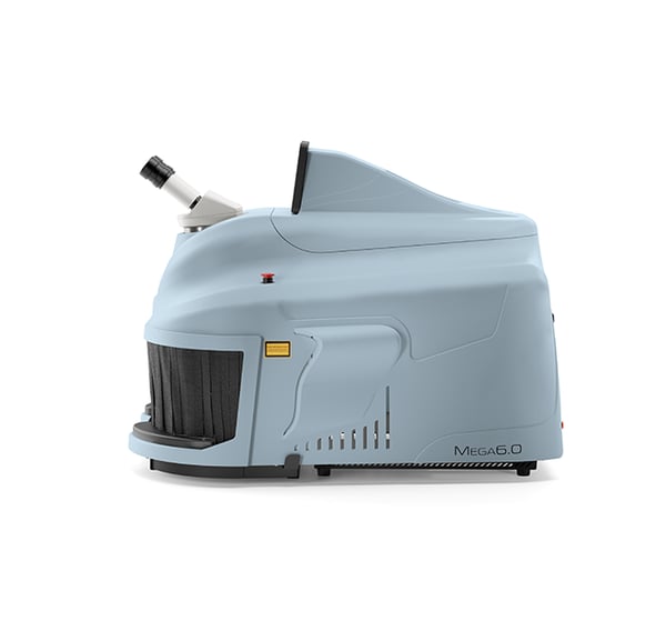 Mega 6.0 - The laser welder designed for those seeking the highest performance when working on precious and reflective metals, featuring Gaussian Smooth Spot technology and a 3D version for an advanced visual experience.